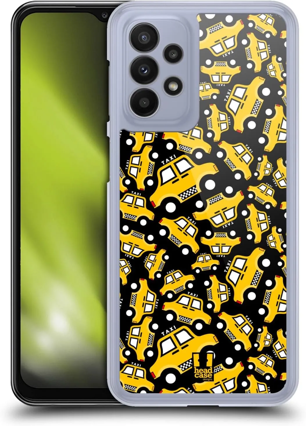 Head Case Designs Black Taxi Pattern Yellow Cab Hard Back Case Compatible with Samsung Galaxy A23 / 5G (2022)