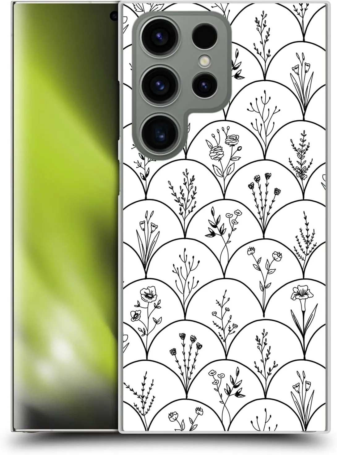 Head Case Designs Officially Licensed Anis Illustration Wild Flowers Black Scallops Spring Patterns Hard Back Case Compatible with Samsung Galaxy S24 Ultra 5G