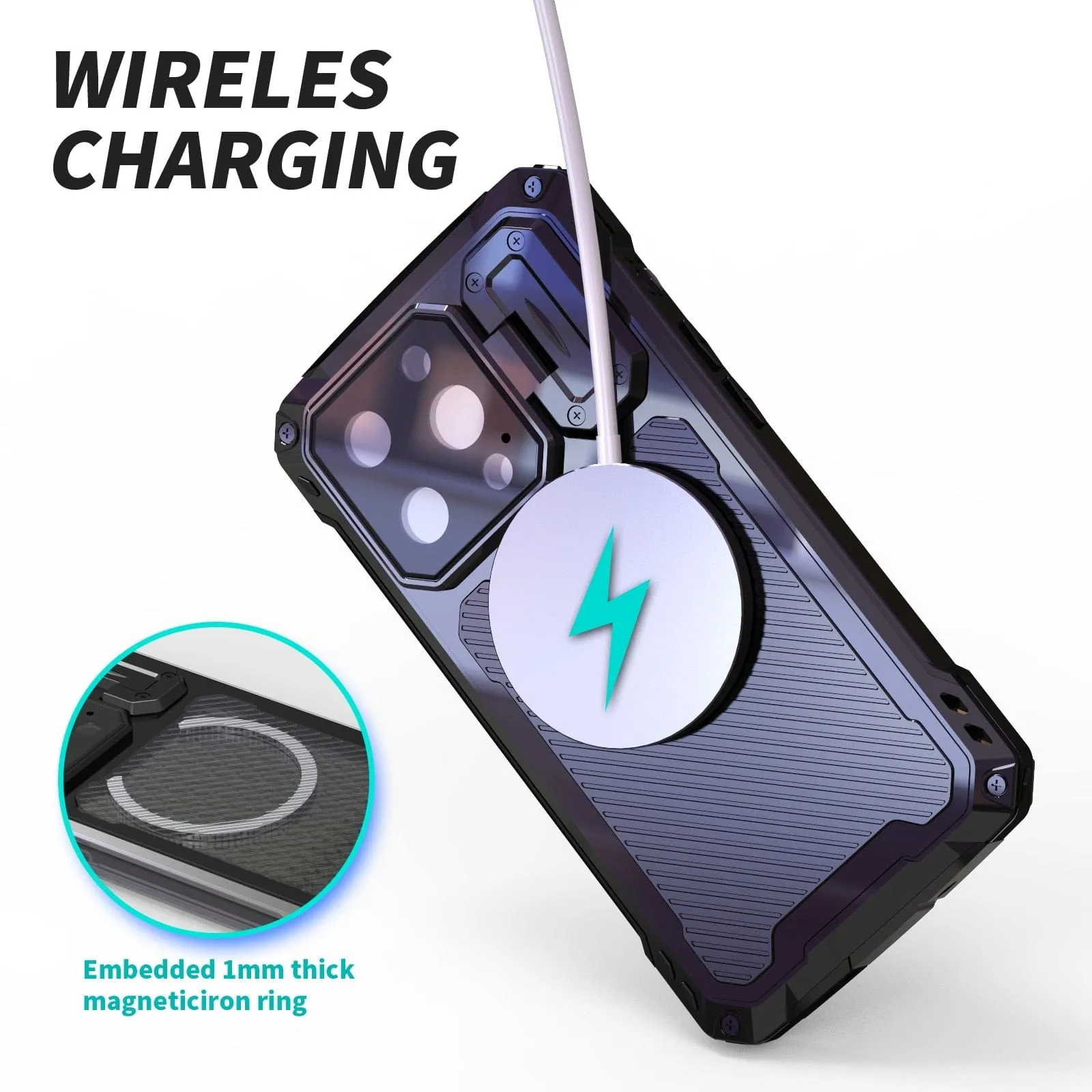 Heavy Duty Phone Case With Magnetic Charging