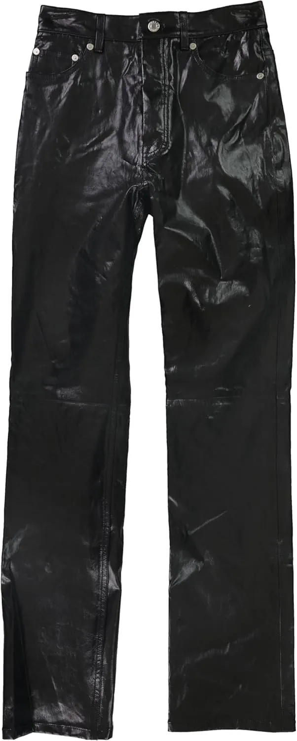 Helmut Lang Womens Patent Casual Trouser Pants, Black, 4