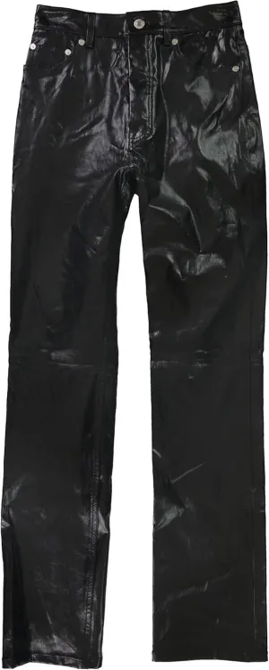 Helmut Lang Womens Patent Casual Trouser Pants, Black, 4
