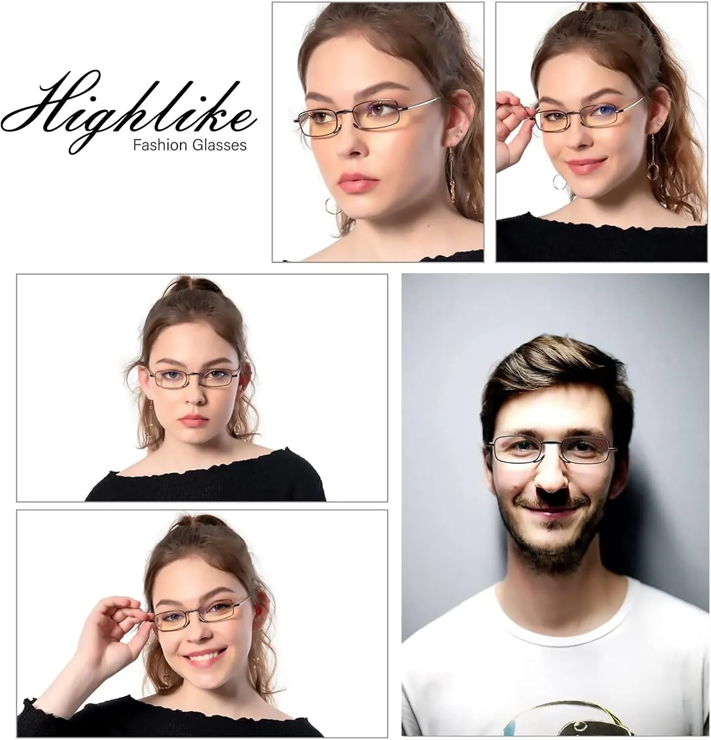 HIGHLIKE Hard Cases Folding Reading Glasses, Pocket Wallet Purse Compact Spring Hinge Readers, Transparent Clear Lens