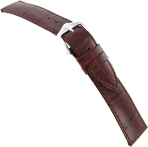 Hirsch 16mm Duke Alligator Grain Burgundy Genuine Leather Padded Watch Band Strap