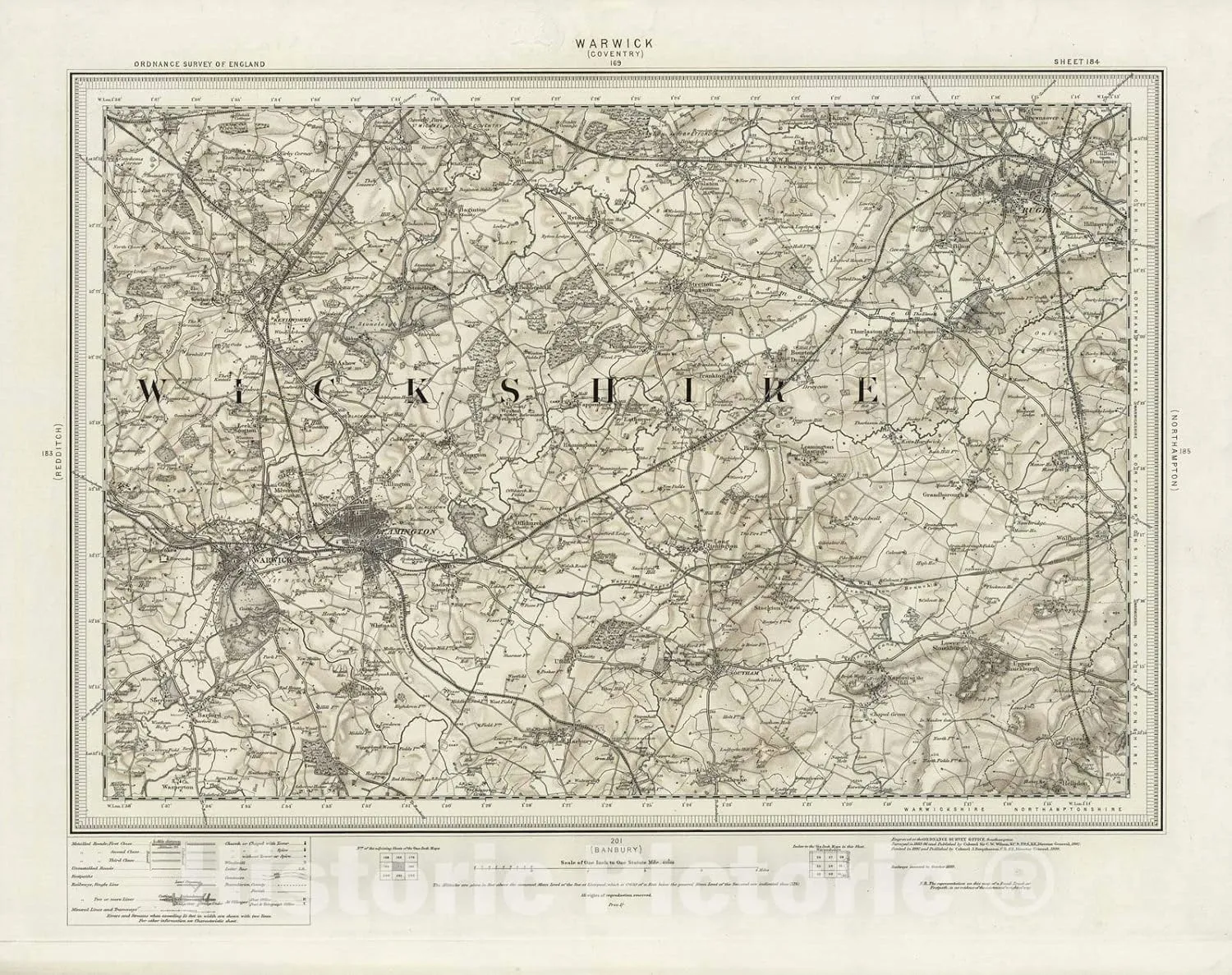 Historic Map : 184 Warwick (Hills) 1899 - Vintage Wall Art - 44in x 35in