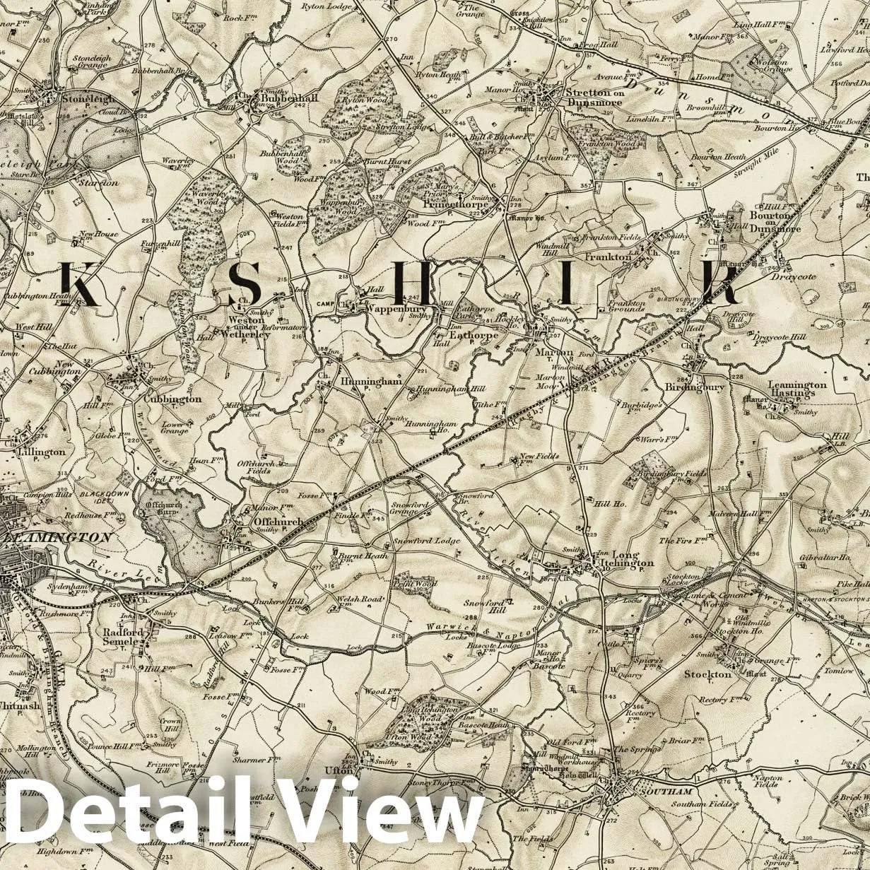 Historic Map : 184 Warwick (Hills) 1899 - Vintage Wall Art - 44in x 35in