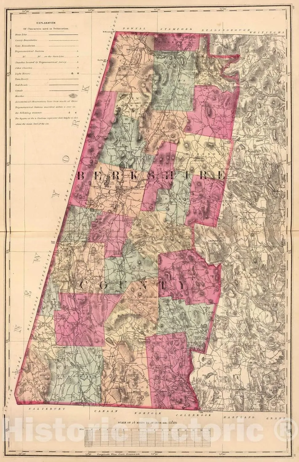 Historic Map : 1871 Berkshire County. - Vintage Wall Art - 16in x 24in