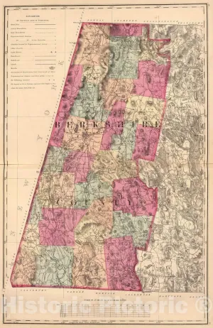 Historic Map : 1871 Berkshire County. - Vintage Wall Art - 16in x 24in