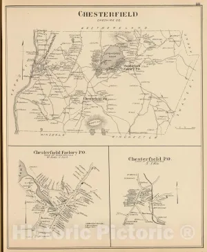 Historic Map : 1892 Chesterfield, Cheshire Co. - Vintage Wall Art - 44in x 54in