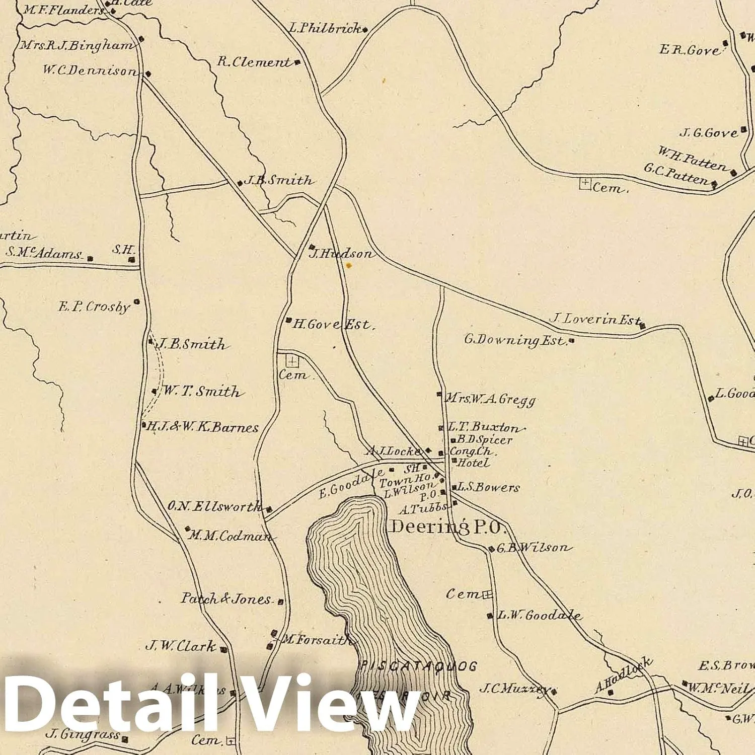 Historic Map : 1892 Deering, Hillsborough Co. - Vintage Wall Art - 44in x 55in
