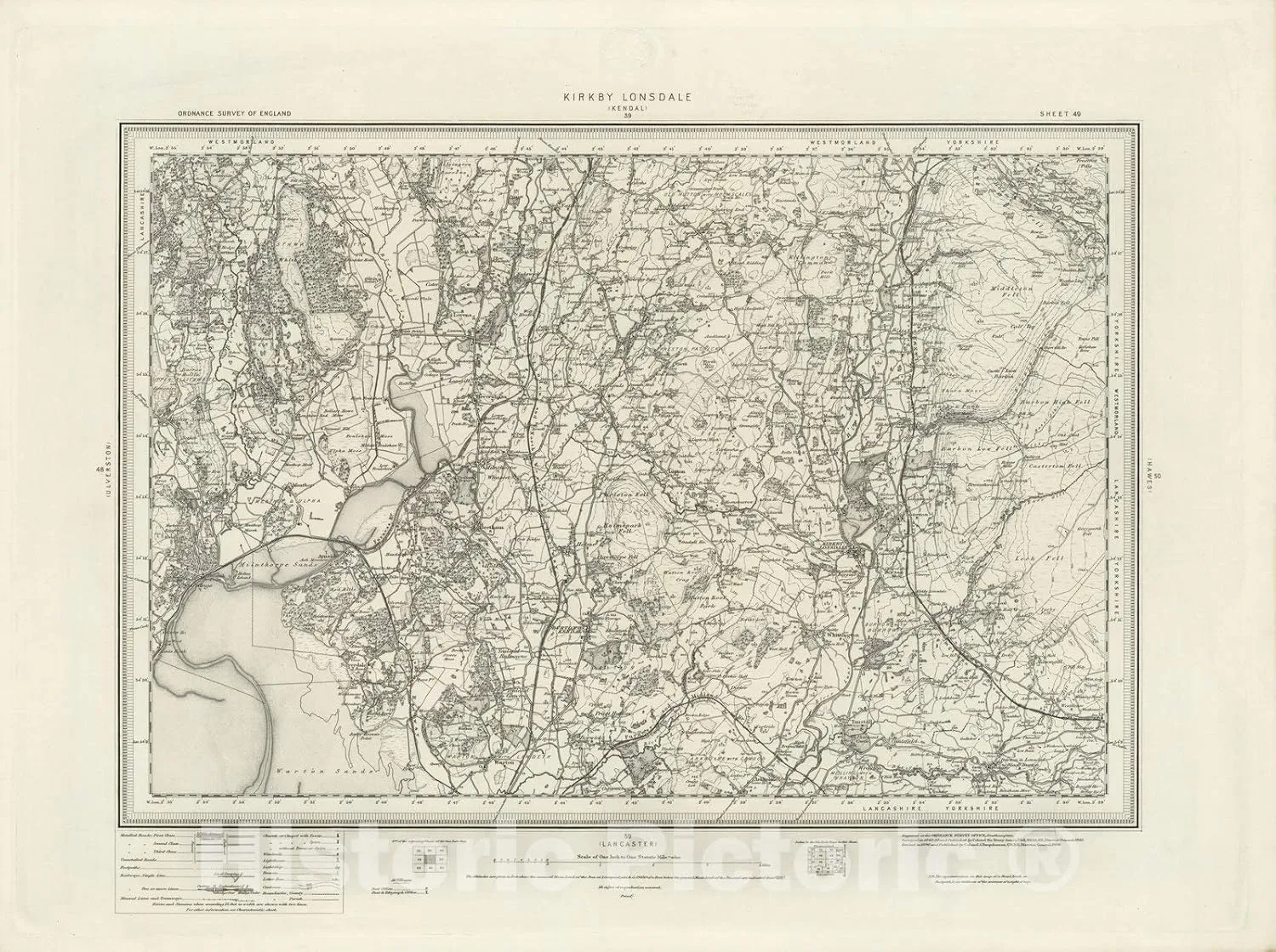 Historic Map : 49 Kirkby Lonsdale 1898 - Vintage Wall Art - 59in x 44in
