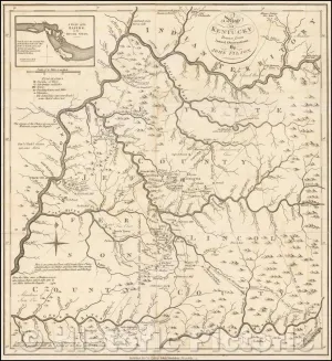 Historic Map - A Map of Kentucky, 1793, John Filson v2 41in x 44in