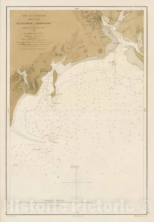 Historic Map : Black Rock et Bridgeport., 1868, 1868, Depot de la Marine, Vintage Wall Art : 31in x 44in