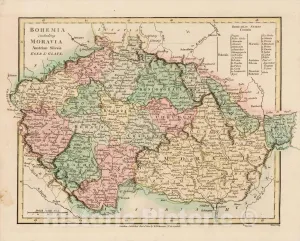 Historic Map : Bohemia Including Moravia Austrian Silesia Eger & Glatz, 1800, Robert Wilkinson, Vintage Wall Art : 55in x 44in