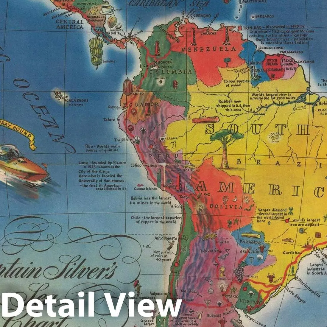 Historic Map : Captain Silver's Sea Chart, 1942, Neff, Vintage Wall Art : 44in x 59in