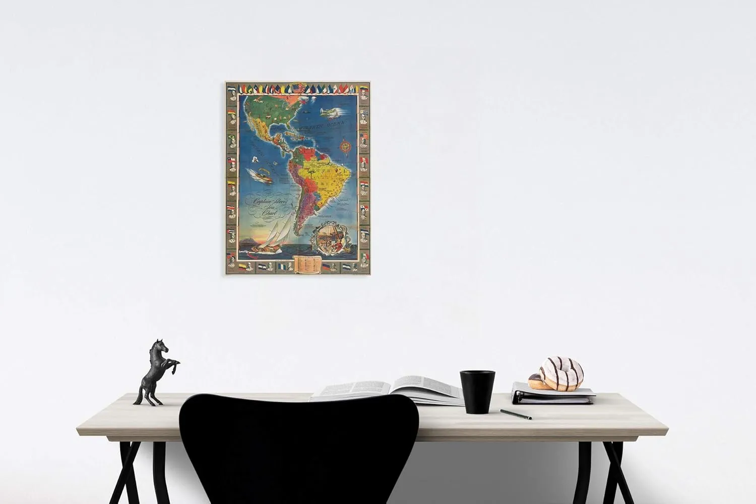 Historic Map : Captain Silver's Sea Chart, 1942, Neff, Vintage Wall Art : 44in x 59in
