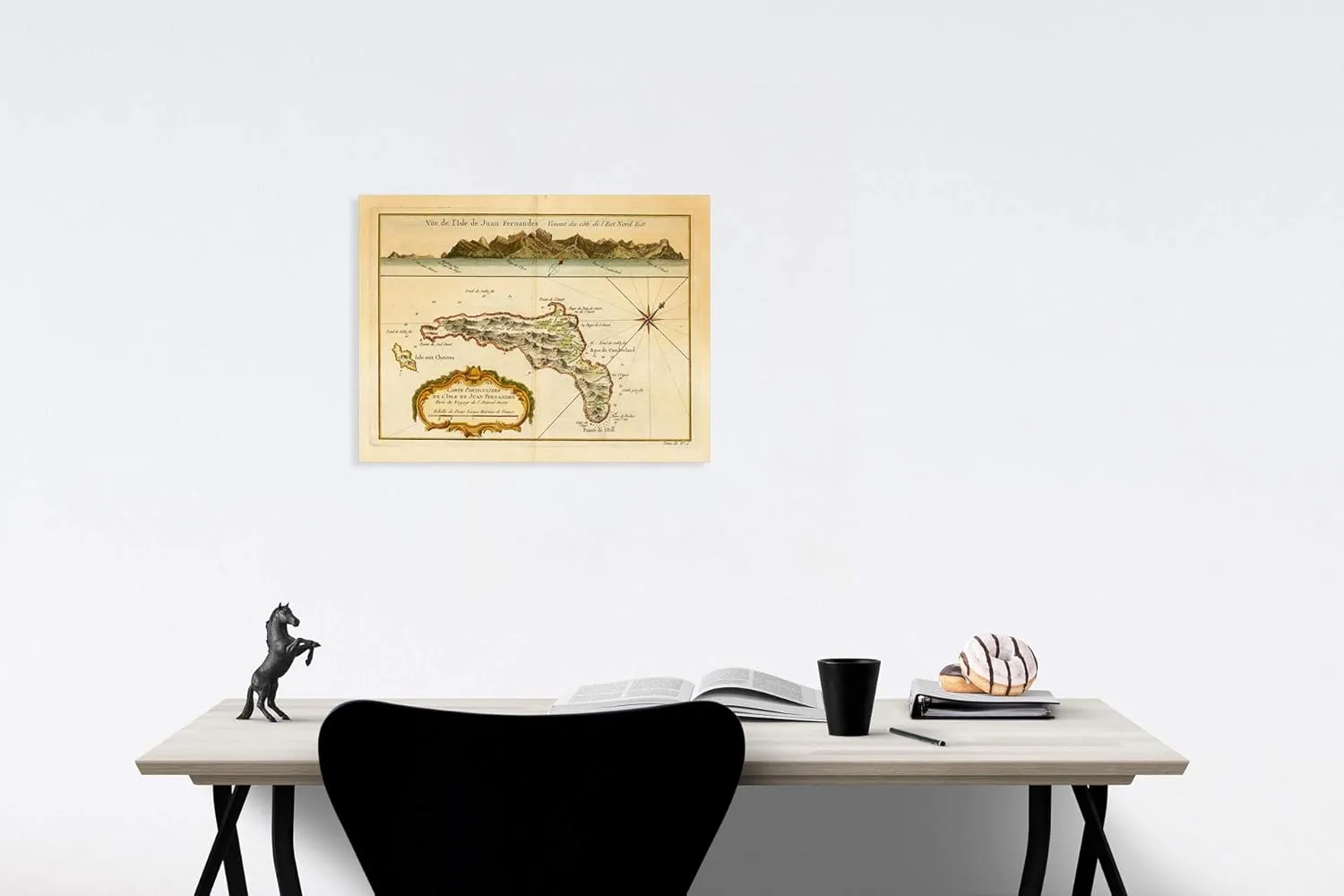 Historic Map : Carte Particuliere De L'Isle De Juan Fernandes, [with View of Island] (Robinson Crusoe's Island), 1759, Jacques Nicolas Bellin, Vintage Wall Art : 24in x 18in