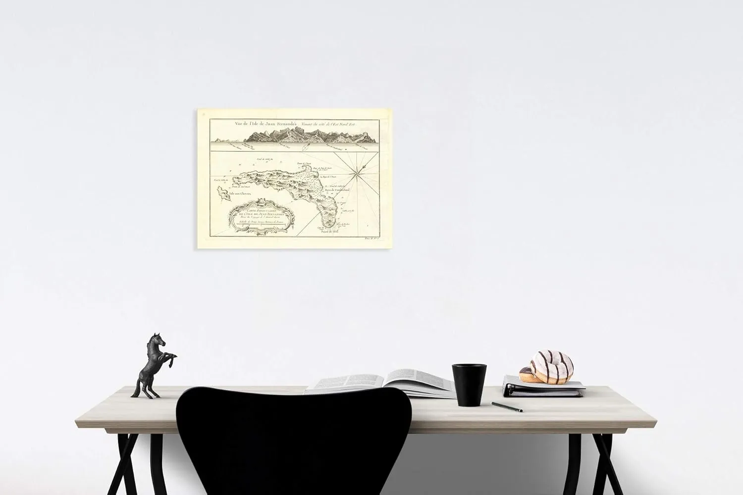 Historic Map : Carte Particuliere De L'Isle De Juan Fernandes, [with View of Island] (Robinson Crusoe's Island), 1759, Jacques Nicolas Bellin, Vintage Wall Art : 30in x 24in