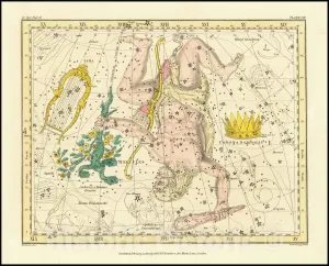 Historic Map : Corona Borealis, Hercules and Cerberus and Lyra, 1820, Vintage Wall Art : 55in x 44in