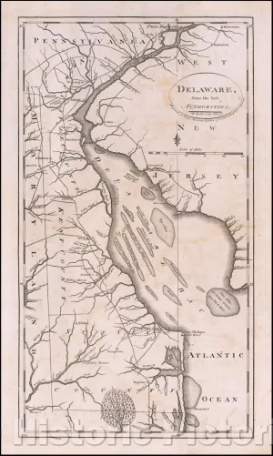 Historic Map - Delaware, from The Best Authorities, 1795, Mathew Carey - Vintage Wall Art 16in x 24in