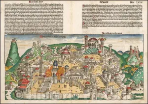 Historic Map - Destruccio Iherosolime, 1493, Hartmann Schedel - Vintage Wall Art 62in x 44in