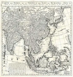 Historic Map : East Asia: China, Korea, Japan, India, East Indies, Chatelain, 1719, Vintage Wall D?or : 24in x 24in