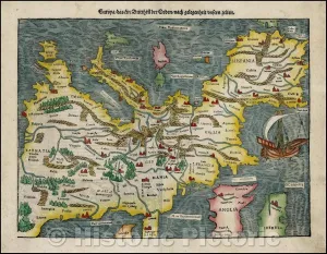 Historic Map - Europa das EIN Drittheil der Erden nach Gelegenheit unsern Zeiten/Munster's Final Map of Europe, 1574, Sebastian Münster - Vintage Wall Art 30in x 24in