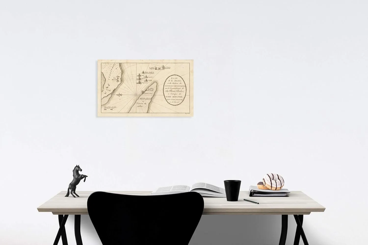 Historic Map : [Fort Moultrie] Plan de la Situation et des Stations des Vaisseaux Britanniques, 1787, Charles Picquet, Vintage Wall Art : 24in x 14in