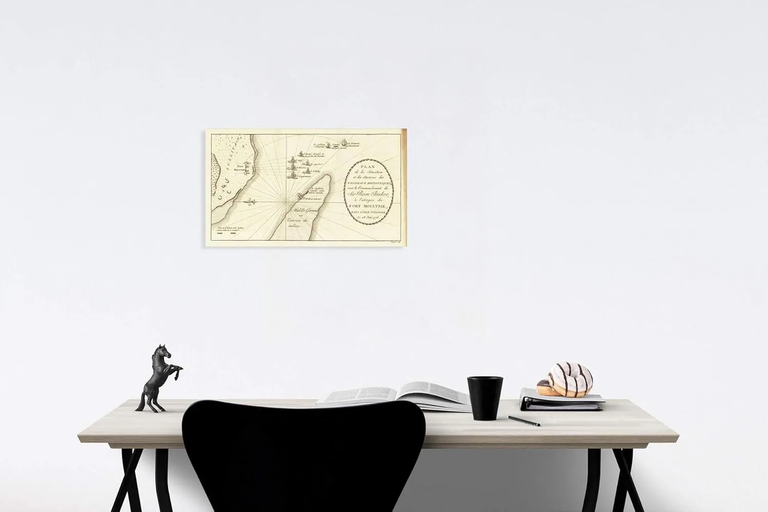 Historic Map : [Fort Moultrie] Plan de la Situation et des Stations des Vaisseaux Britanniques, 1787, Charles Picquet, Vintage Wall Art : 36in x 21in