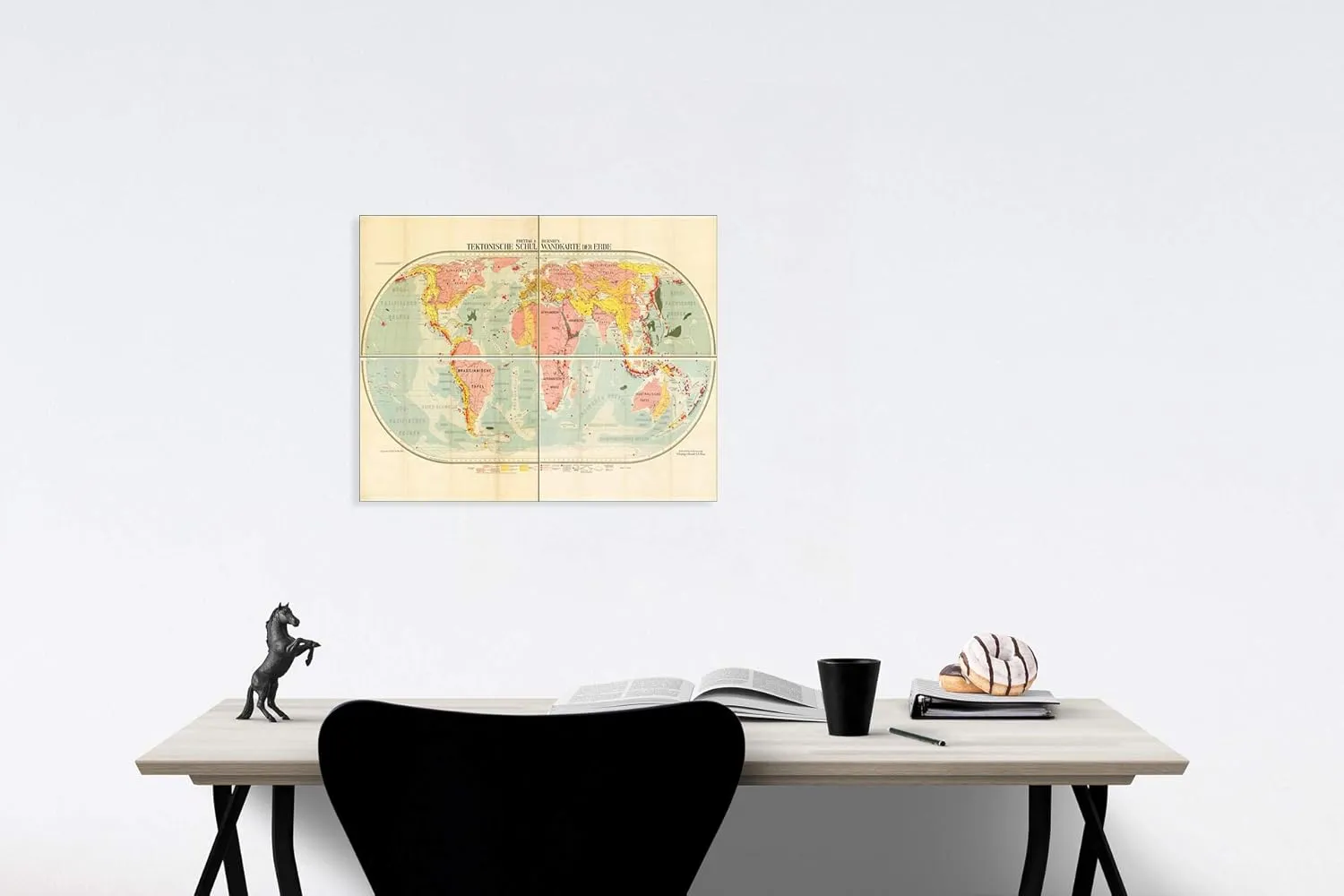 Historic Map - Freytag & Berndt's Tektonische Schul Wandkarte der Erde/Freytag & Berndt's Tectonic School Wall map of The World, 1926, Freytag & Berndt - Vintage Wall Art 24in x 16in
