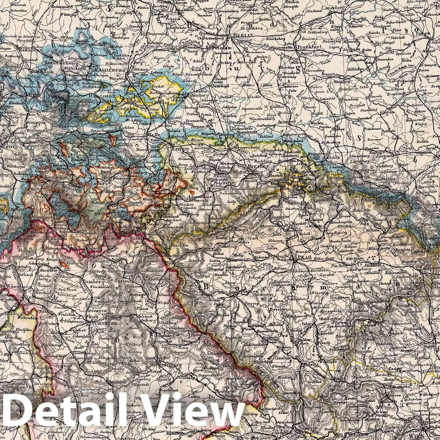 Historic Map : Germany, Deutschland. Entworfen und gezeichnet von C.F. Weiland. Verlag des Geographischen Instituts. Hand -Der Erde Und Des Himmels, 1866, Vintage Wall Art : 16in x 16in