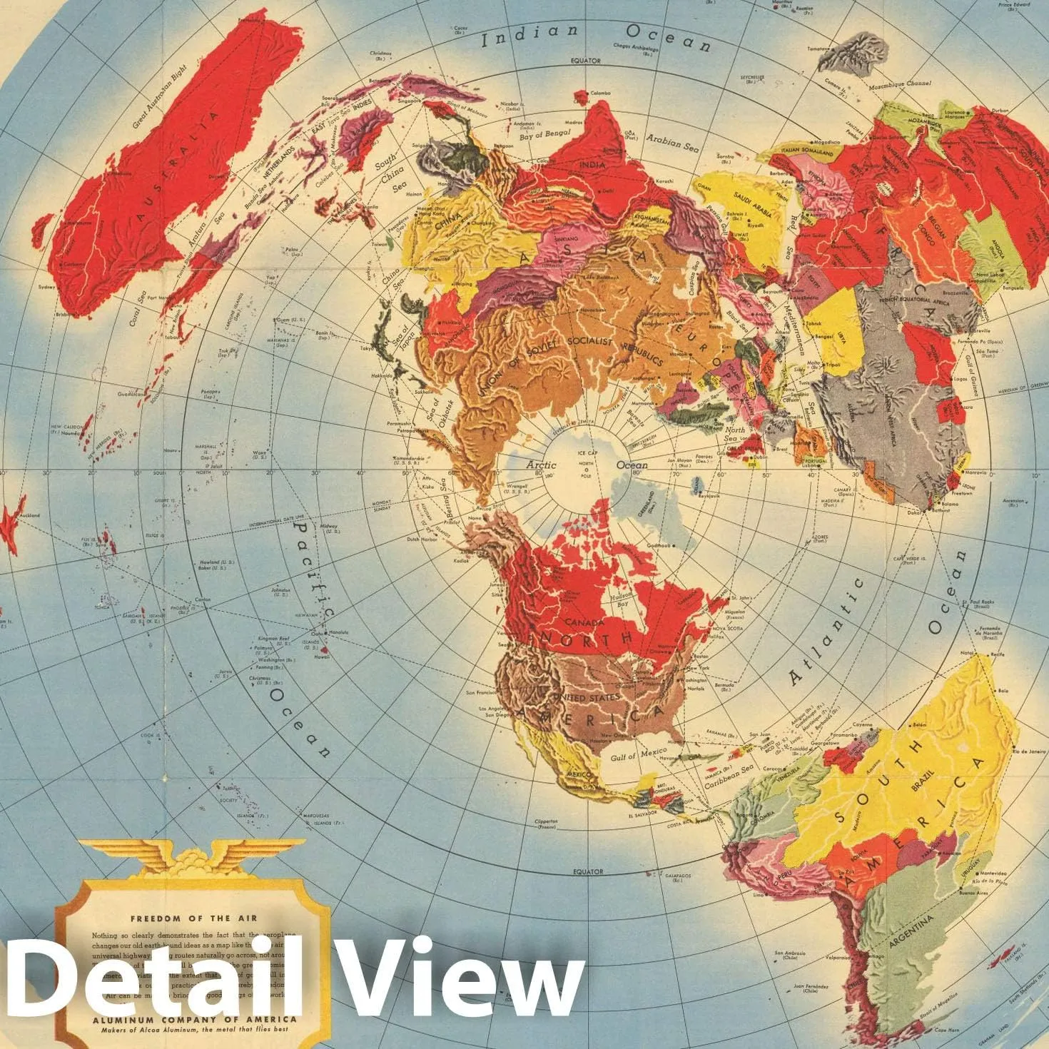 Historic Map : Global Map for Global War and Global Peace, 1943, Alcoa Map Department, v2, Vintage Wall Art : 44in x 31in