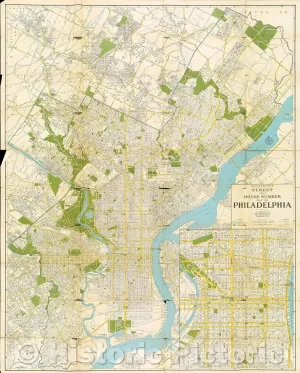 Historic Map - Hagstrom's Street and House Number Map of Philadelphia, c. 1935 - Vintage Poster Art Wall Décor - 24in x 30in