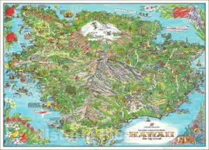Historic Map : (Hawaii) United Airlines Our Little Corner of The World. Hawaii. The Big Island, 1979, Kim Forrest, Vintage Wall Art : 61in x 44in