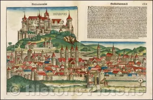 Historic Map - Herbipolis (Wurzburg), 1493, Hartmann Schedel - Vintage Wall Art 36in x 24in