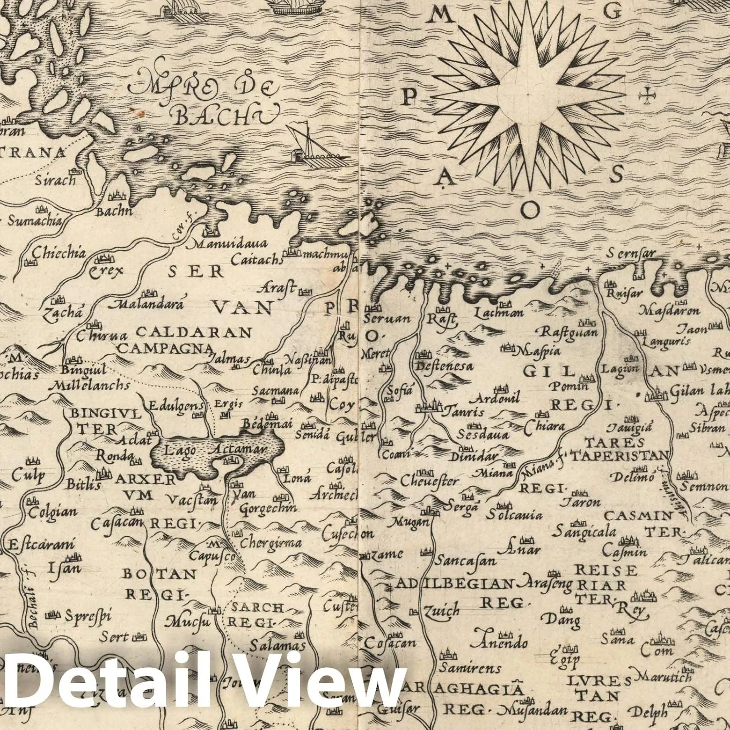 Historic Map - La Descrittione Della Prima Parte Dell' Asia Con i Nomi antichi & moderni Di Jacopo Gastaldi Piemontese comografo, 1561, Giacomo Gastaldi - Vintage Wall Art 73in x 44in