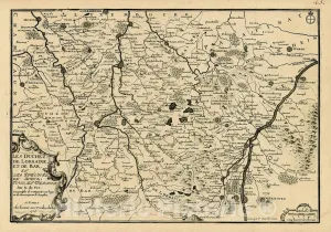 Historic Map : Les Duchez, De Lorraine, et de Bar, et Les Evechez de Metz, Toul, et Verdune, 175, 1705, Nicolas de Fer, Vintage Wall Art : 24in x 16in