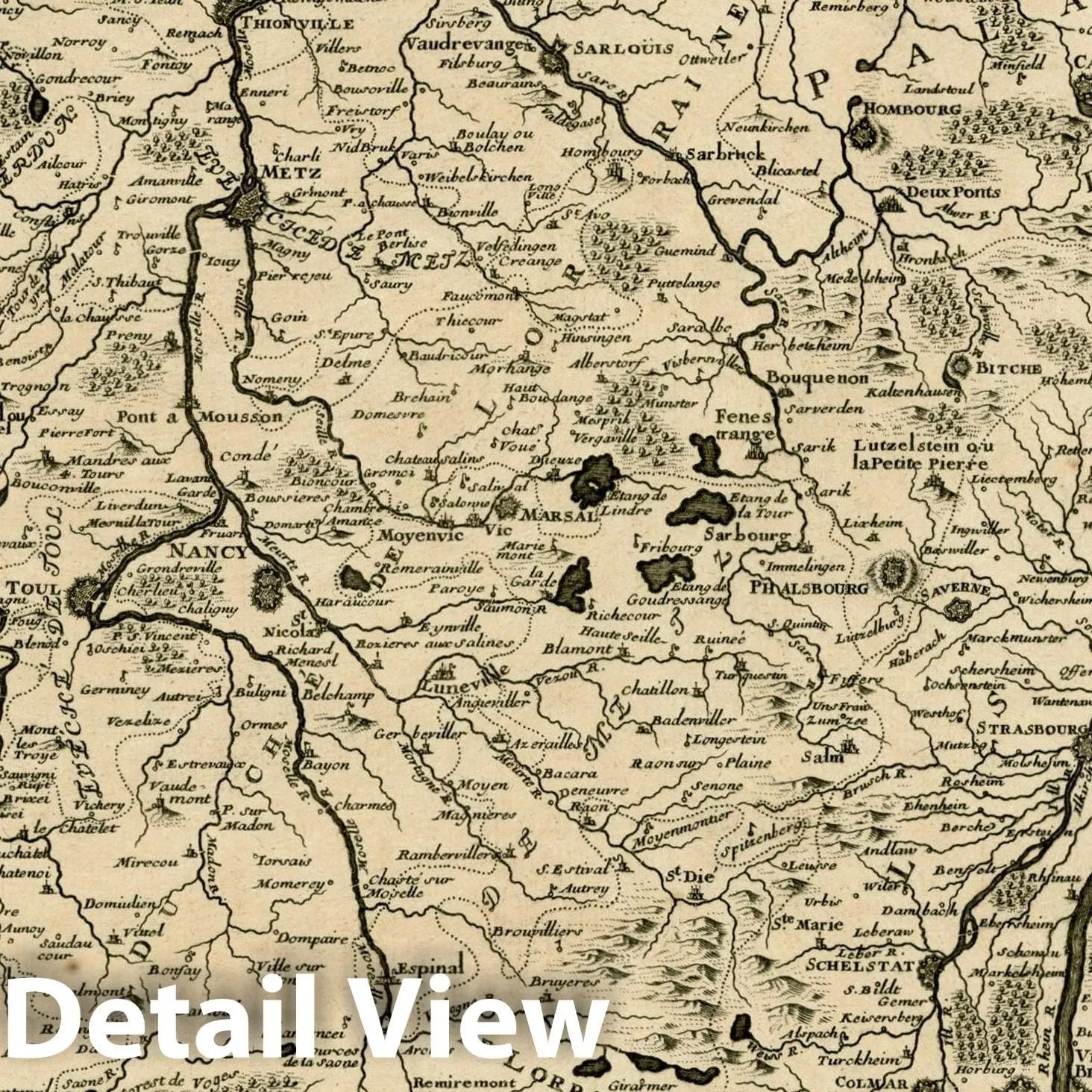 Historic Map : Les Duchez, De Lorraine, et de Bar, et Les Evechez de Metz, Toul, et Verdune, 175, 1705, Nicolas de Fer, Vintage Wall Art : 24in x 16in