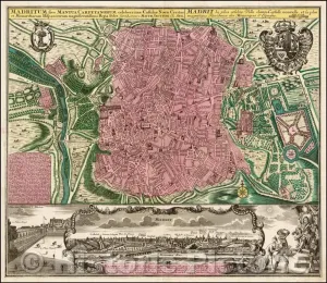 Historic Map - Madritum sive Mantua Carpetanorum celeberrima Castiliae Nova Civitas et Monarcharum Hispanicorum magnificentissima Regia seds sumtib, 1730 v1 30in x 24in