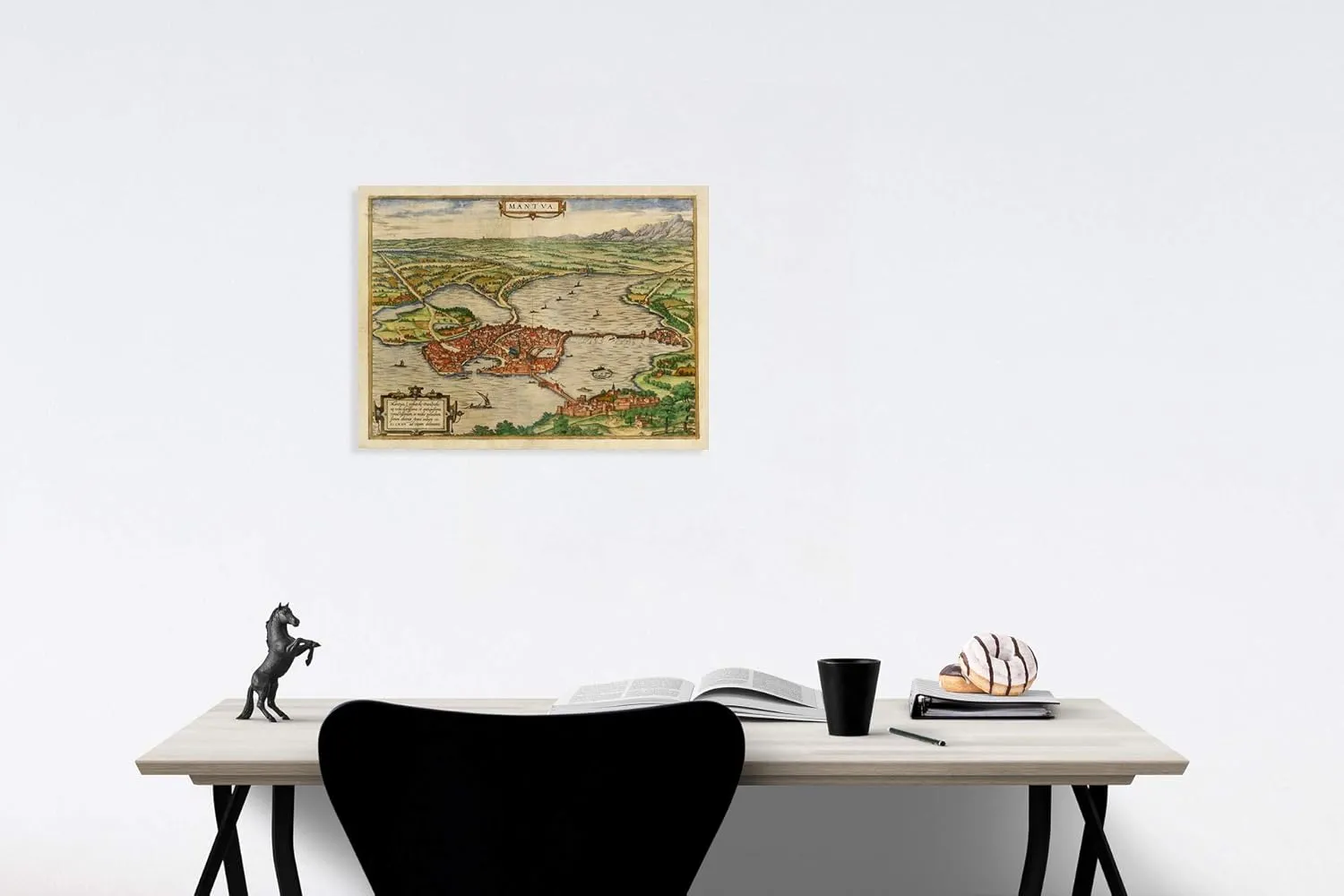 Historic Map : Mantua, c1575, Georg Braun, Vintage Wall Art : 24in x 18in