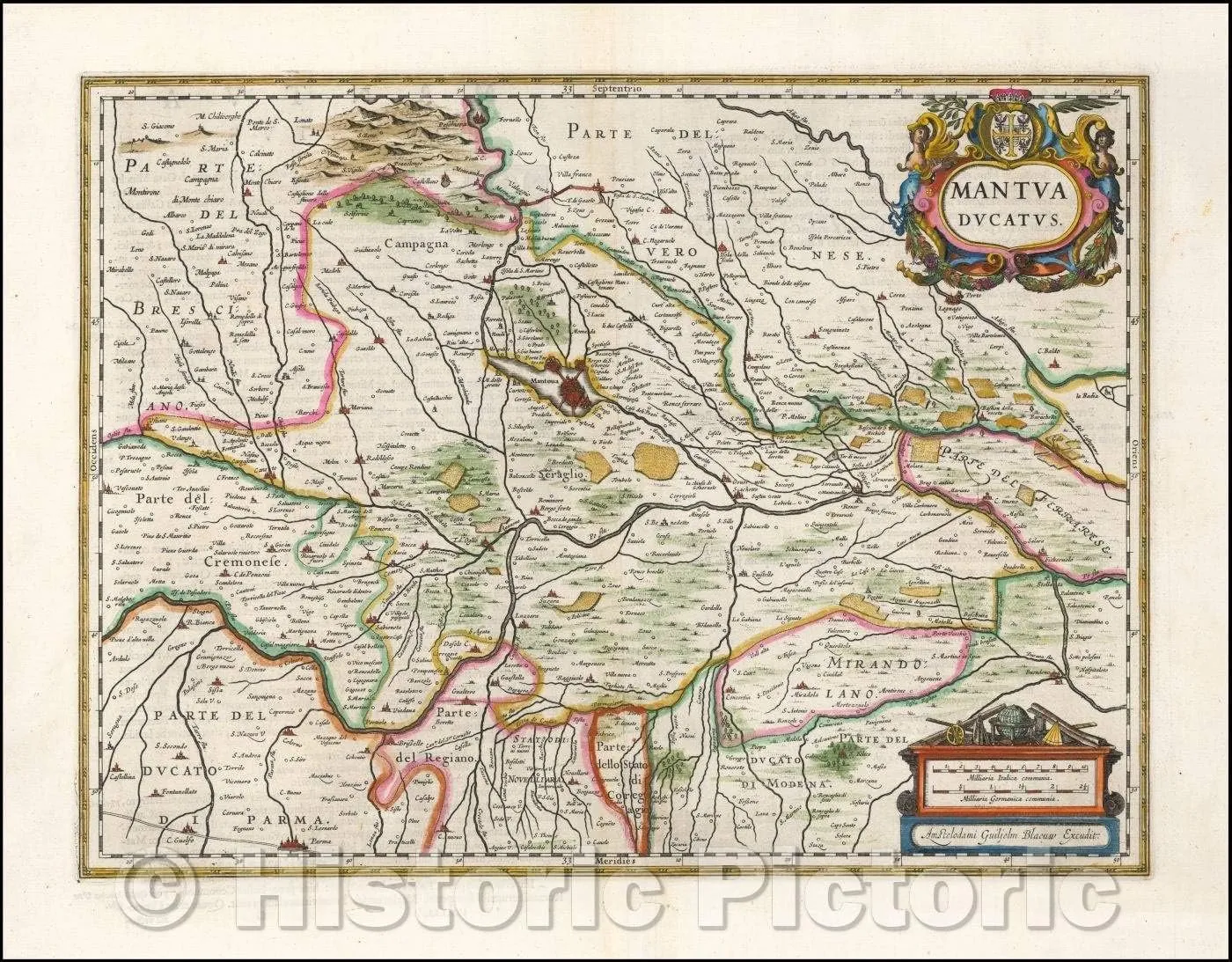 Historic Map - Mantua Ducatus, 1635, Willem Janszoon Blaeu - Vintage Wall Art 57in x 44in