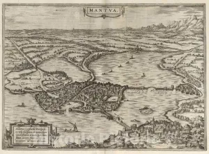 Historic Map : Mantua (Italy), Civitates Orbis Terrarum. VOI II (50) Mantua, 1575 Atlas, Vintage Wall Art : 24in x 18in