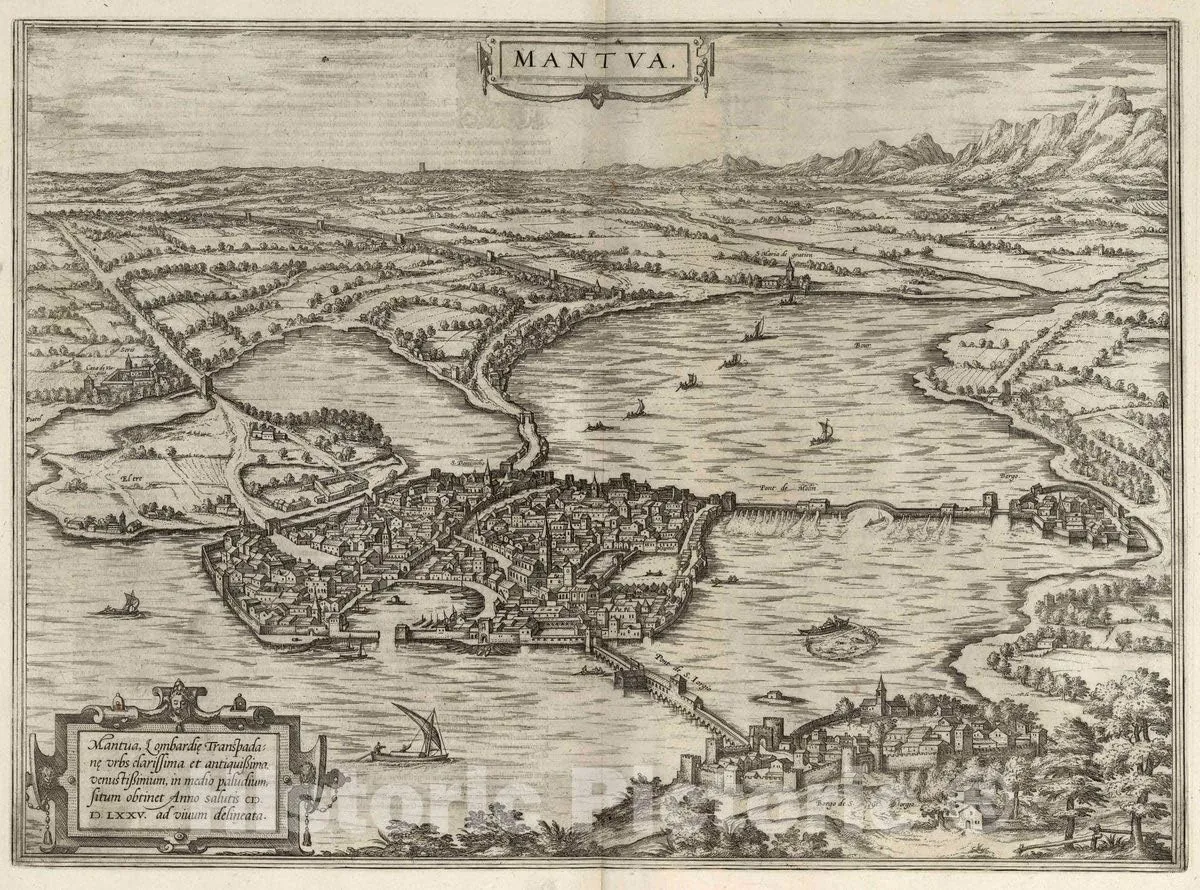 Historic Map : Mantua (Italy), Civitates Orbis Terrarum. VOI II (50) Mantua, 1575 Atlas, Vintage Wall Art : 24in x 18in