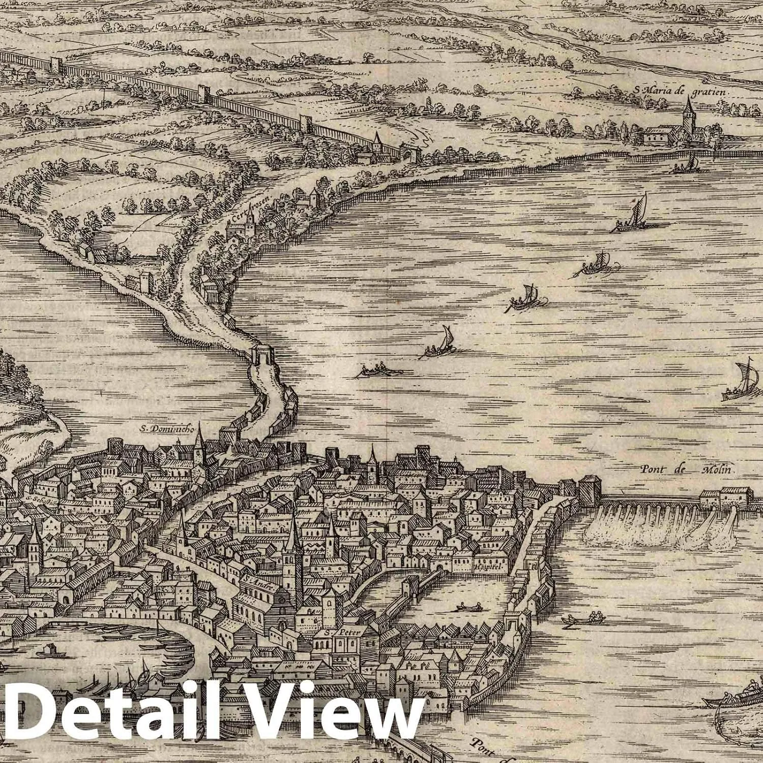 Historic Map : Mantua (Italy), Civitates Orbis Terrarum. VOI II (50) Mantua, 1575 Atlas, Vintage Wall Art : 24in x 18in
