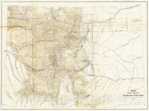 Historic Map : Map of The Public Surveys in Colorado Territory to accompany a Report of The Surveyor Gen. 1863, 1863, U.S. General Land Office Survey, v2, Vintage Wall Art : 36in x 27in