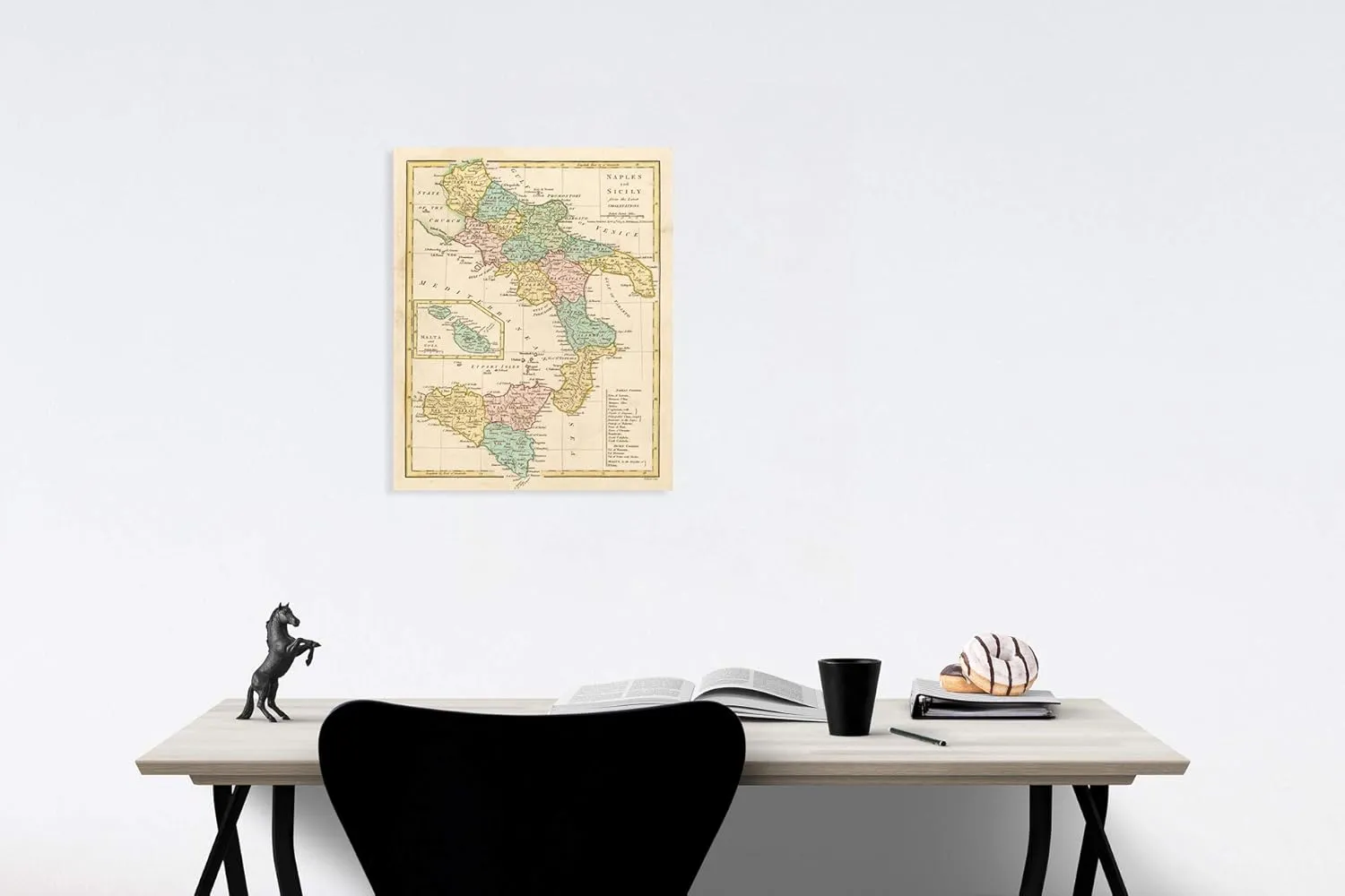 Historic Map : Naples and Sicily from The Latest Observations, 1809 [Malta Inset], 1809, Robert Wilkinson, Vintage Wall Art : 44in x 55in