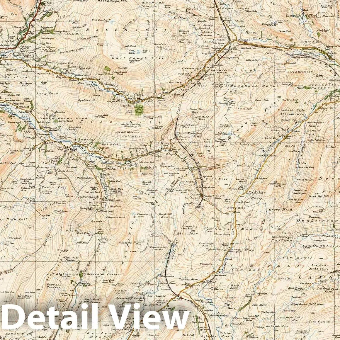 Historic Map : National Atlas - 1920 Sheet 20. Kirby Lonsdale & Hawes. - Vintage Wall Art - 60in x 44in