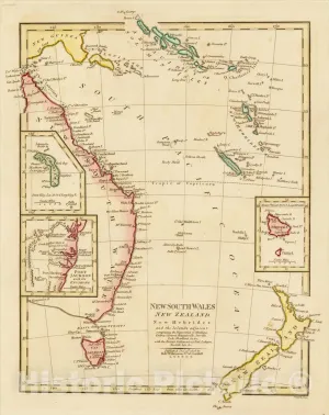 Historic Map : New South Wales, New Zealand, New Hebrides and The Islands Adjacent, 1808, Robert Wilkinson, v2, Vintage Wall Art : 44in x 55in