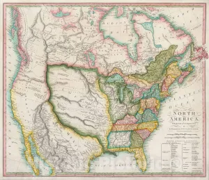 Historic Map : North America, 1804 (The First Map to Illustrate The Louisiana Purchase), 1804, Robert Wilkinson, Vintage Wall Art : 44in x 38in