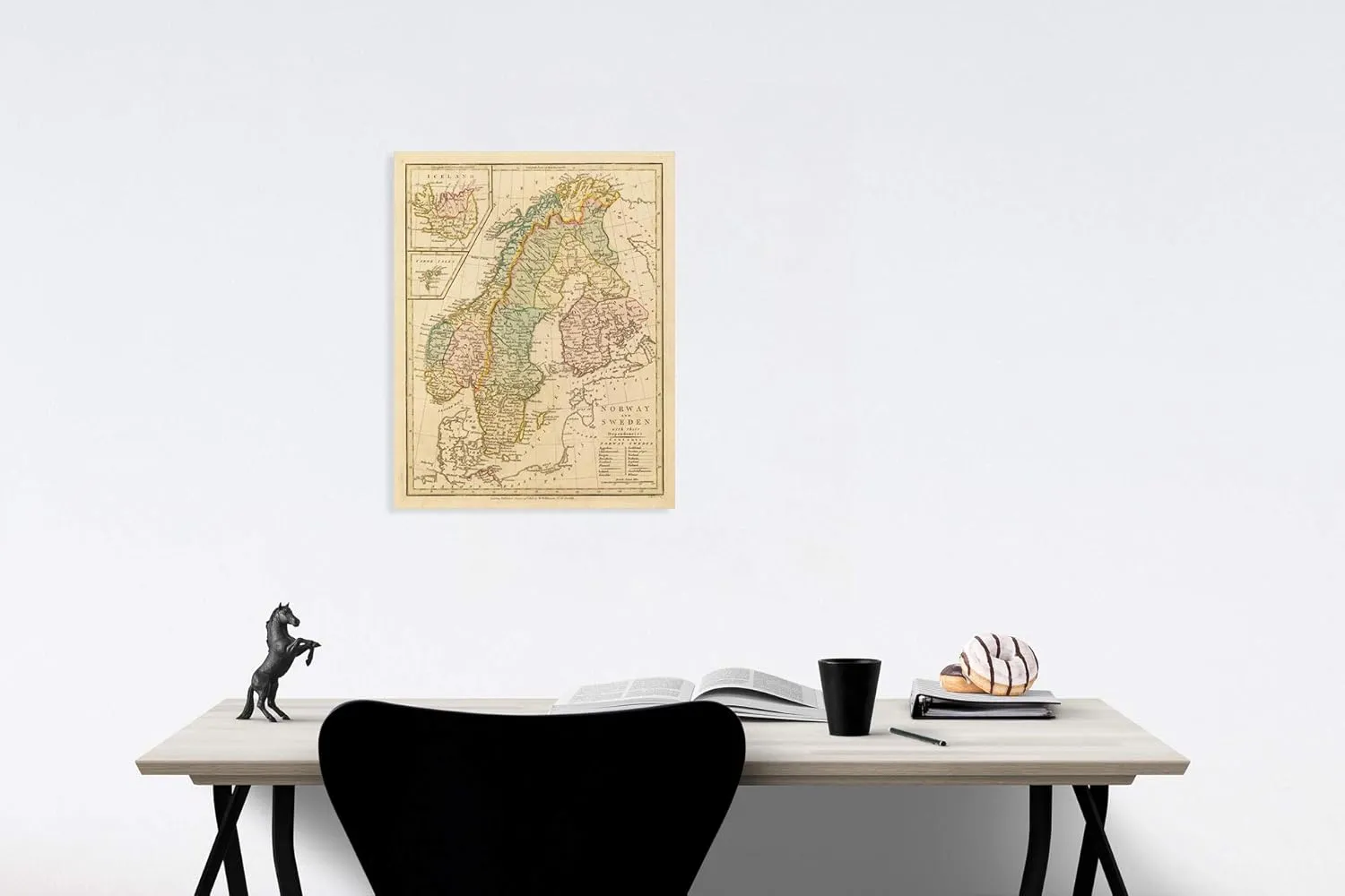 Historic Map : Norway and Sweden with Their Dependancies [Inset map of Iceland], 1808, Robert Wilkinson, Vintage Wall Art : 44in x 55in