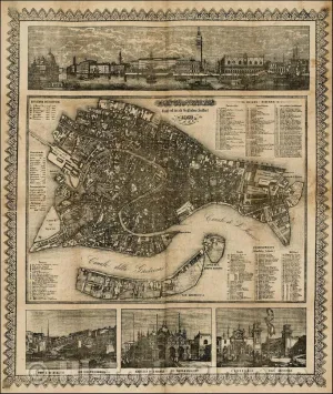Historic Map - Pianta di Venezia diseg: ed inc:da Guglielmo Seiffert :: Venice, View of The Grande Canale with The Venetian State Barge in The Foreground, 1859 - Vintage Wall Art 20in x 24in